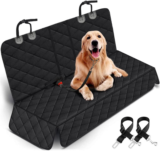 Dog Car Seat Cover – Waterproof Back Seat Protector for Dogs & Pets | Non-Slip Bench Seat Cover with Middle Armrest Access | Fits Most Cars, Trucks & SUVs – Black